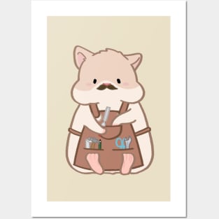 Fat hamster in woodworking apron cartoon Posters and Art